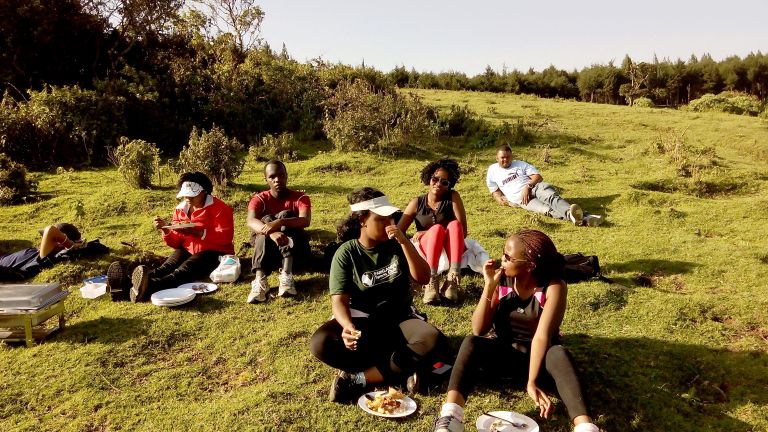 End of hike picnic, and boy, food never tasted so good!